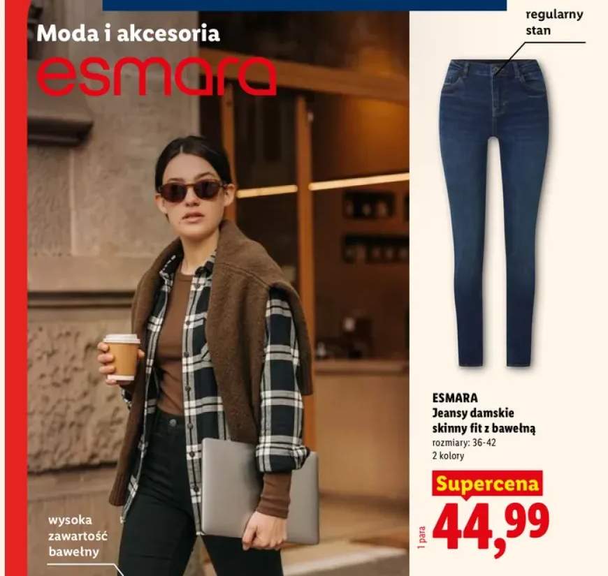 Jeansy damskie skinny fit z bawełną Esmara