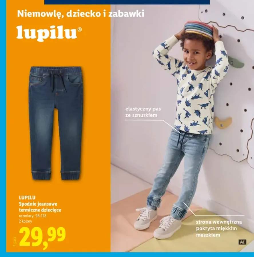 Spodnie jeansowe termiczne dziecięce Lupilu