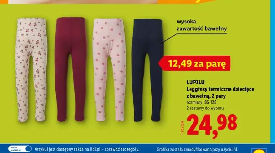 Legginsy termiczne dziecięce z bawełną 2-pak Lupilu
