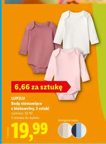 Body niemowlęce z biobawełny 3-pak Lupilu