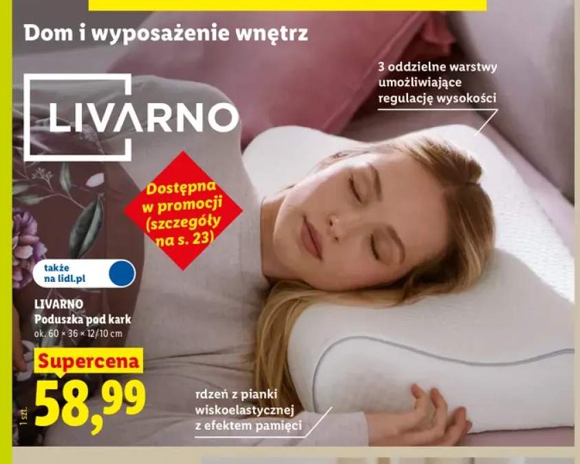 Poduszka pod kark ok. 60x36x12/10 cm Livarno