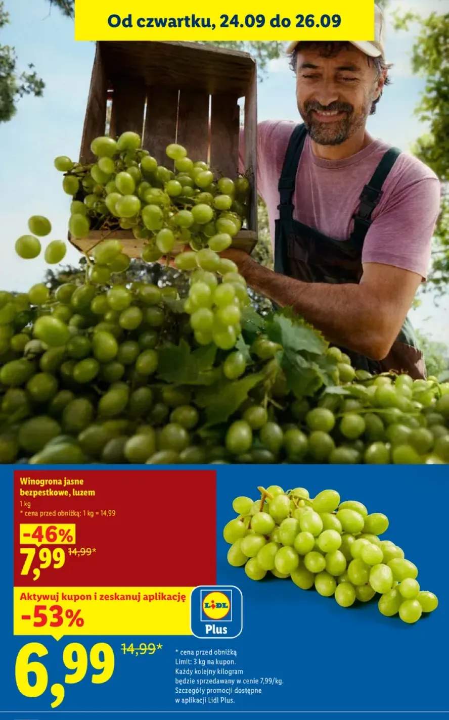 Winogrona jasne bezpestkowe