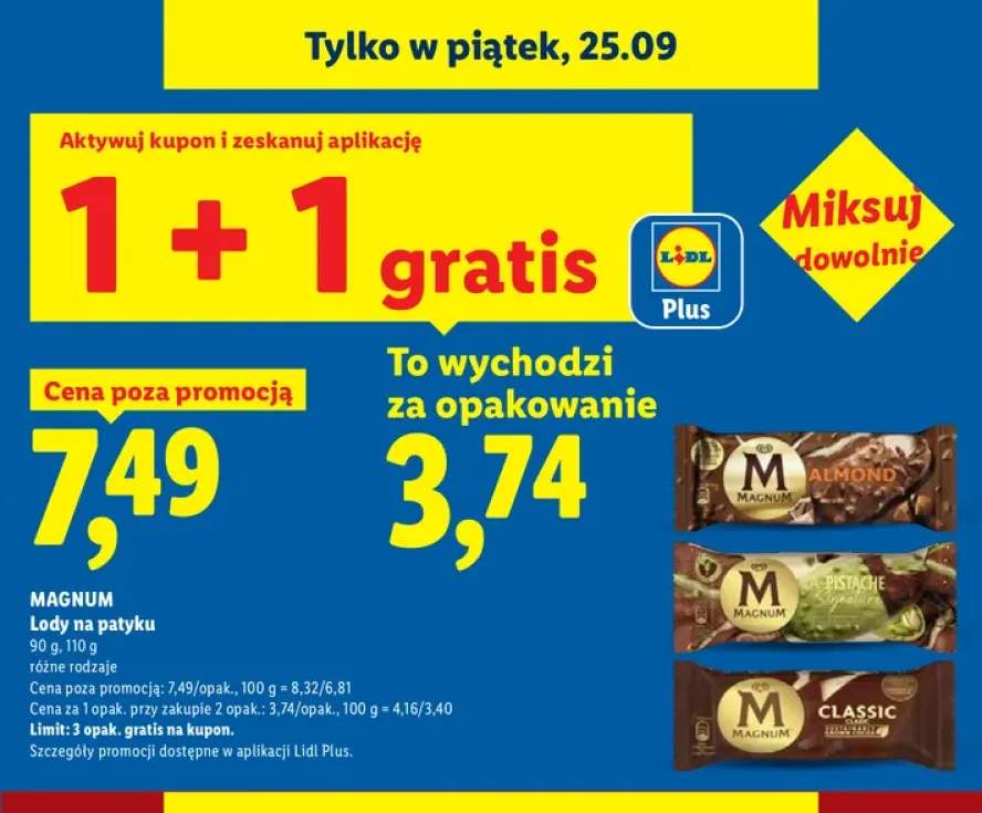 Lody na patyku Magnum Almond +2 warianty
