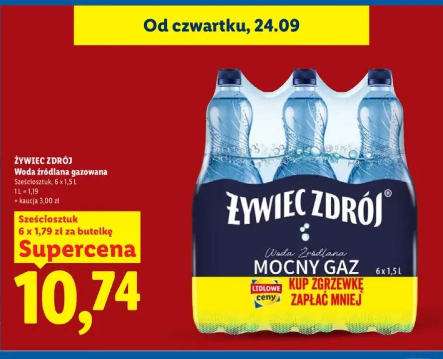 Woda źródlana gazowana Mocny Gaz 6-pak Żywiec Zdrój