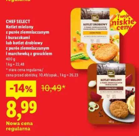 Kotlet mielony z purée ziemniaczanym i buraczkami Chef Select +1 wariant