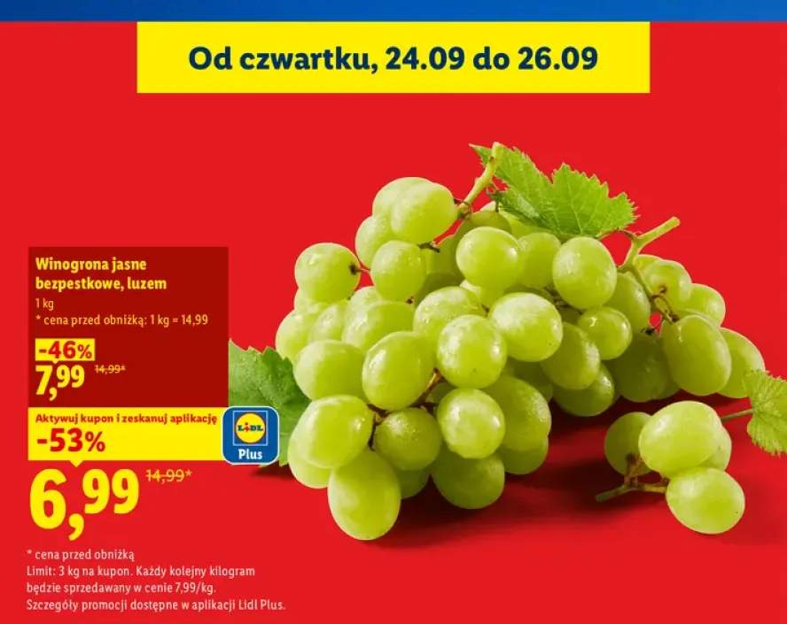 Winogrona jasne bezpestkowe