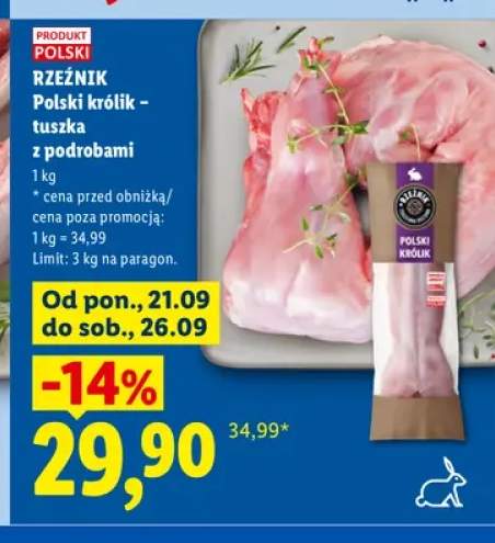 Polski królik tuszka z podrobami Rzeźnik