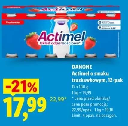 Actimel o smaku truskawkowym 12-pak Danone