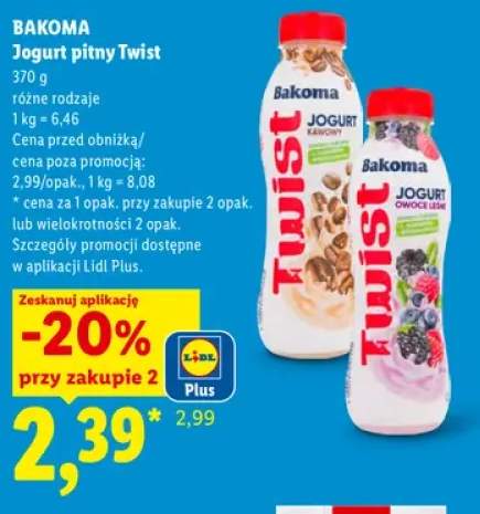 Jogurt pitny Twist kawowy Bakoma +1 wariant