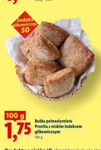 Bułka pełnoziarnista Provita z niskim indeksem glikemicznym