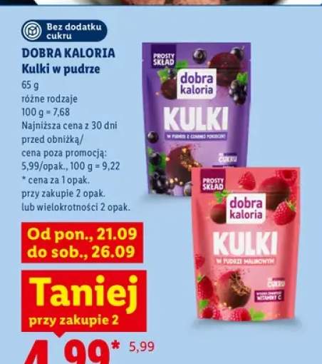 Kulki w pudrze z czarnej porzeczki Dobra Kaloria +1 wariant