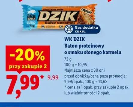Baton proteinowy o smaku słonego karmelu WK Dzik