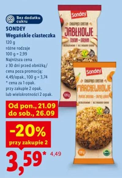 Wegańskie ciasteczka jabłkowe Sondey +1 wariant