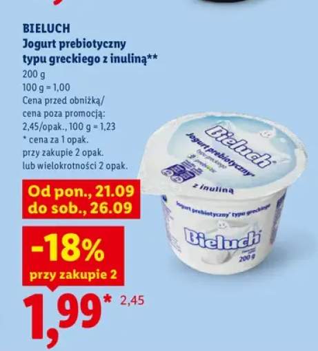 Jogurt prebiotyczny typu greckiego z inuliną Bieluch