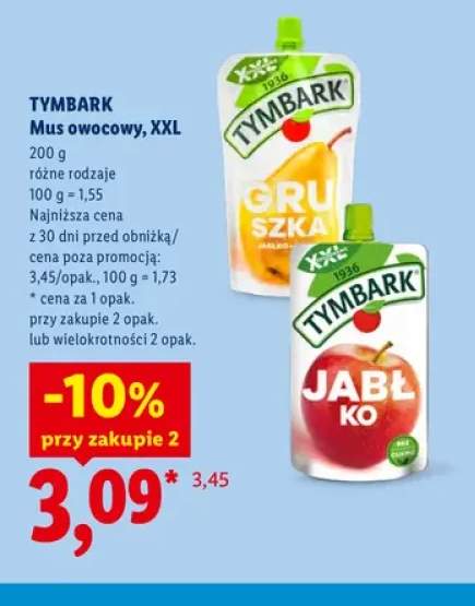 Mus owocowy XXL gruszka Tymbark +1 wariant