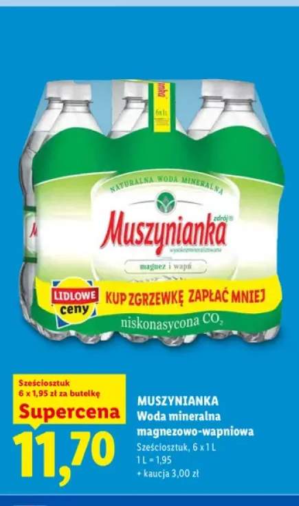 Woda mineralna gazowana magnezowo-wapniowa 6-pak Muszynianka