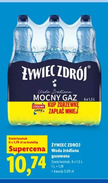 Woda źródlana gazowana 6-pak Żywiec Zdrój