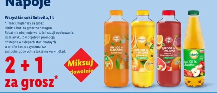 Sok tłoczony klementynka Solevita 100% +4 warianty