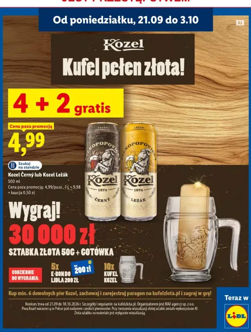 Piwo Kozel Černý +1 wariant
