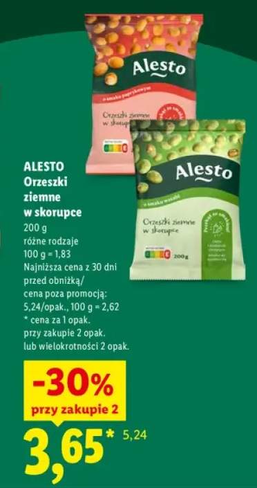 Orzeszki ziemne w skorupce o smaku paprykowym Alesto +1 wariant