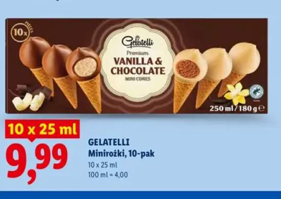 Lody minirożki 10-pak Gelatelli