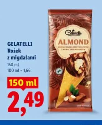 Lody rożek z migdałami Gelatelli