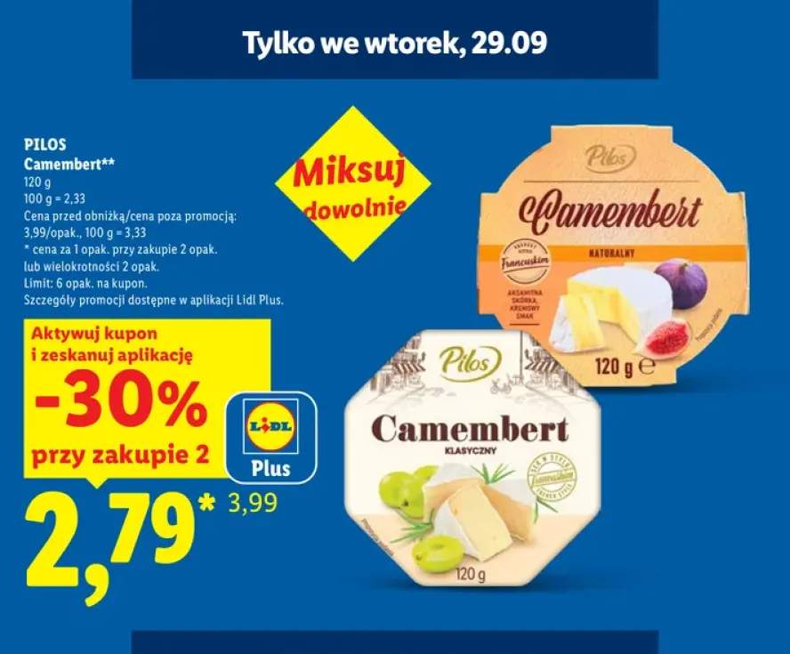 Camembert naturalny Pilos +1 wariant