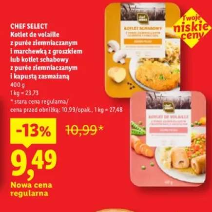 Kotlet de volaille z purée ziemniaczanym i marchewką z groszkiem Chef Select +1 wariant