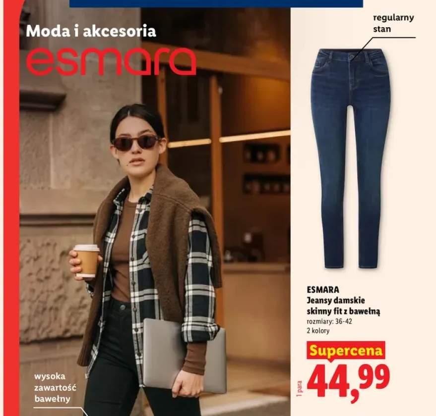 Jeansy damskie skinny fit z bawełną Esmara