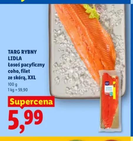 Łosoś pacyficzny coho filet ze skórą XXL Targ Rybny Lidla