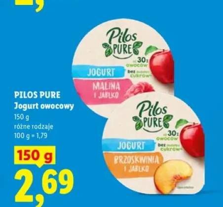 Jogurt owocowy malina i jabłko Pilos Pure +1 wariant