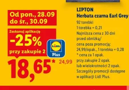 Herbata czarna Earl Grey Lipton