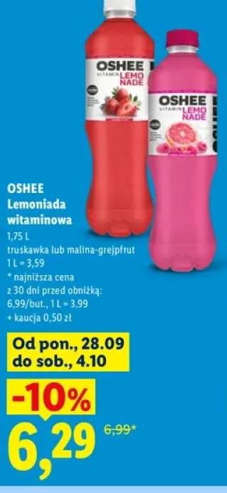 Lemoniada witaminowa truskawka Oshee +1 wariant