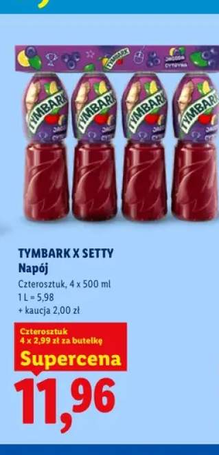 Napój jagoda cytryna Tymbark x Setty 4-pak 500 ml
