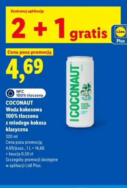 Woda kokosowa tłoczona z młodego kokosa klasyczna Coconaut 100%