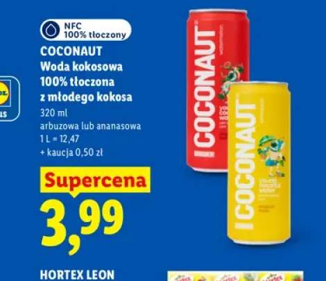 Woda kokosowa tłoczona z młodego kokosa arbuzowa Coconaut 100% +1 wariant