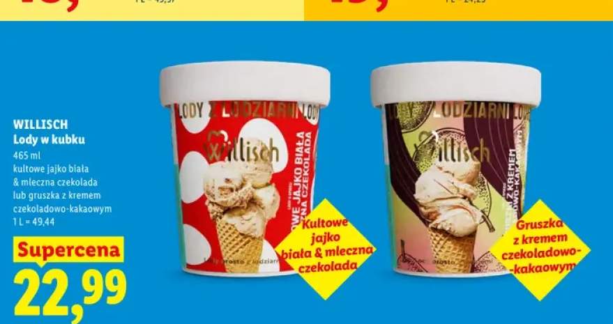 Lody w kubku kultowe jajko biała & mleczna czekolada Willisch +1 wariant