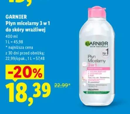 Płyn micelarny 3 w 1 do skóry wrażliwej Garnier