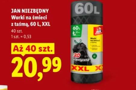 Worki na śmieci z taśmą 60 l XXL Jan Niezbędny