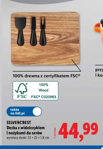Deska z widelczykiem i nożykami do serów Silvercrest