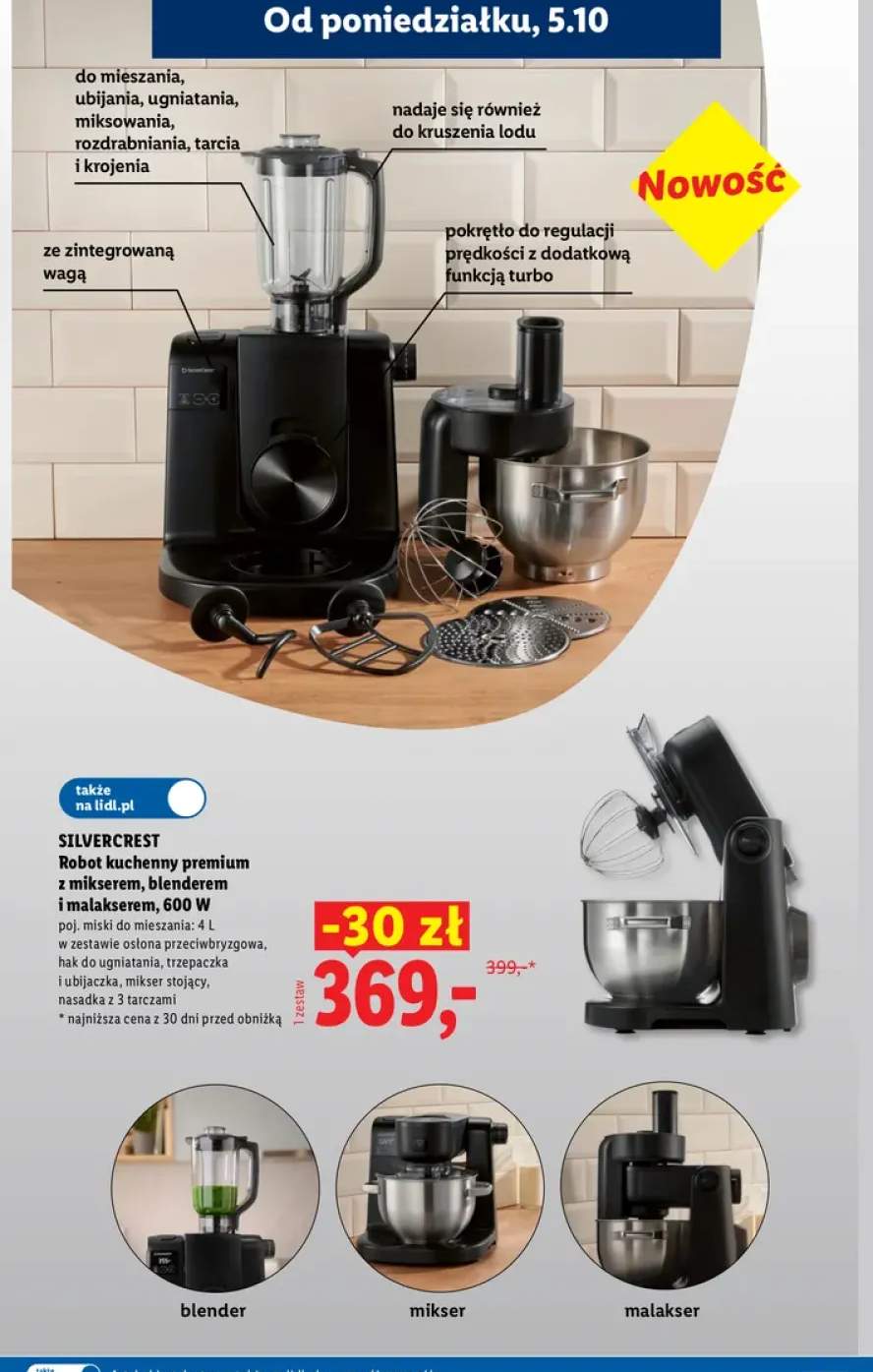 Robot kuchenny premium z mikserem blenderem i malakserem Silvercrest