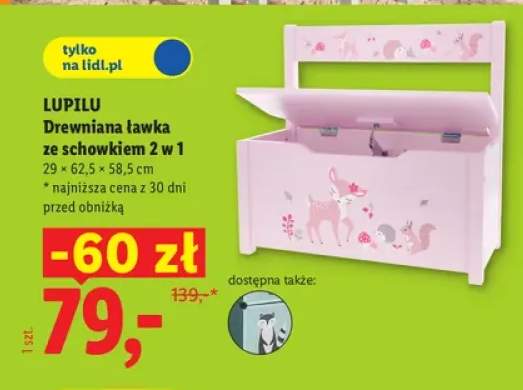 Drewniana ławka ze schowkiem 2 w 1 Lupilu