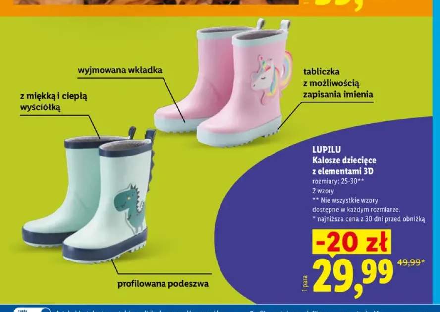 Kalosze dziecięce z elementami 3D Lupilu