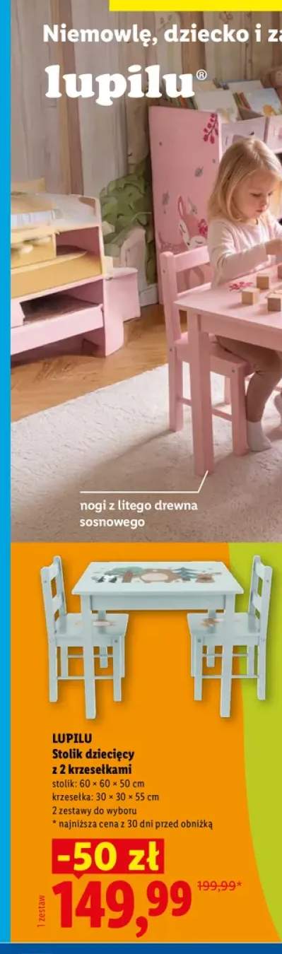 Stolik dziecięcy z 2 krzesełkami Lupilu