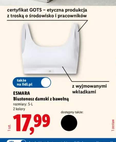 Biustonosz damski z bawełną Esmara