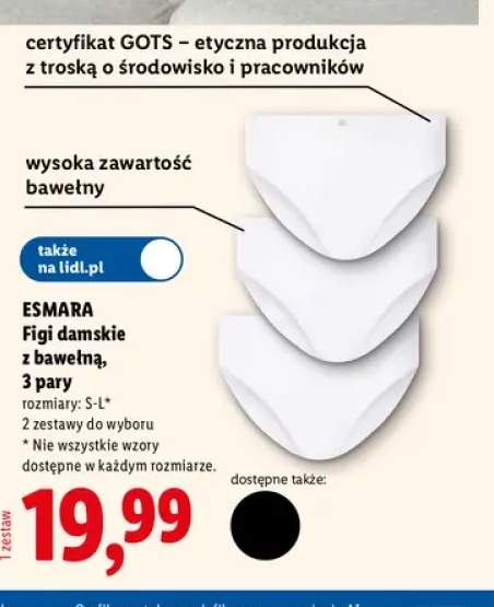 Figi damskie z bawełną 3-pak Esmara