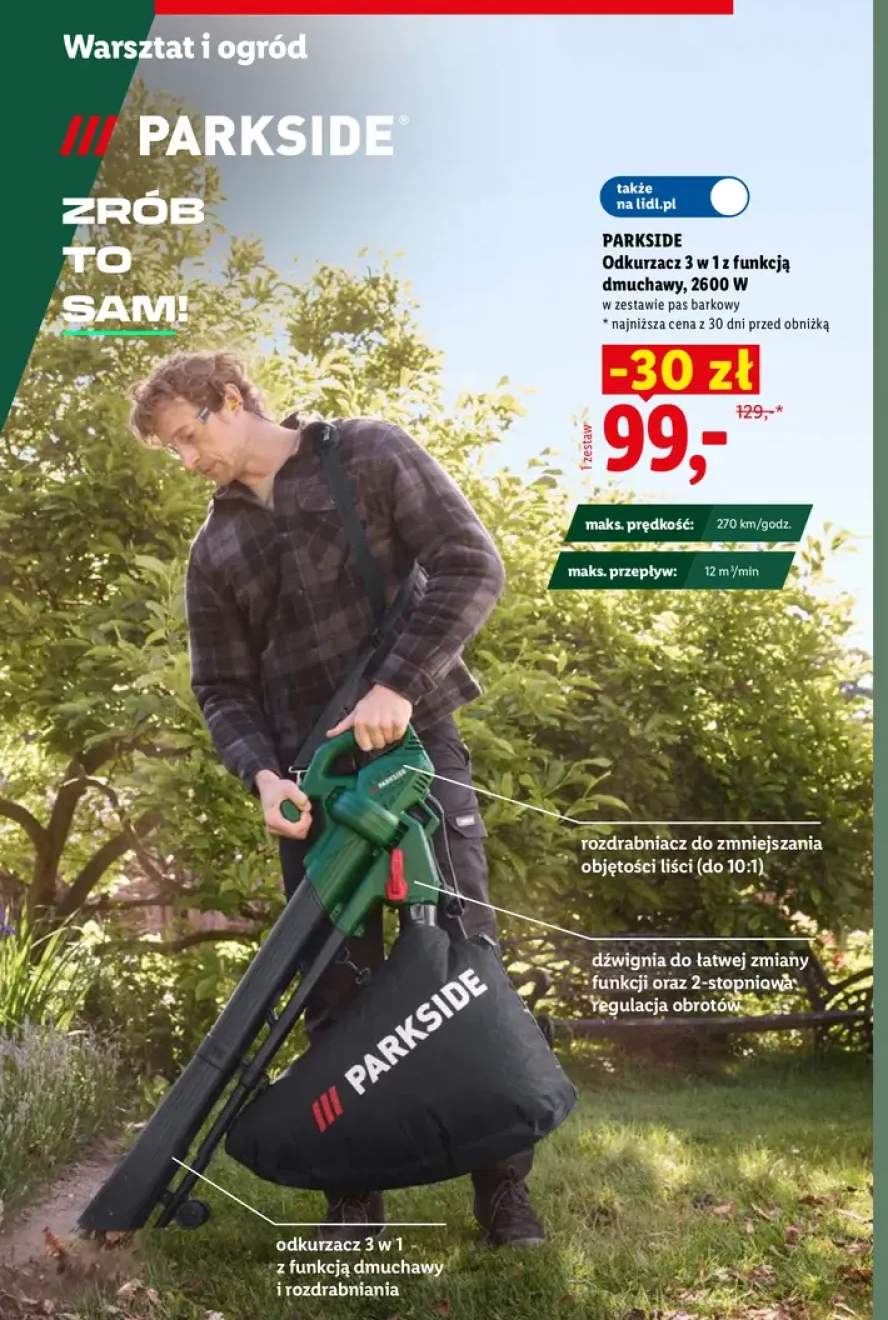 Odkurzacz 3 w 1 z funkcją dmuchawy Parkside