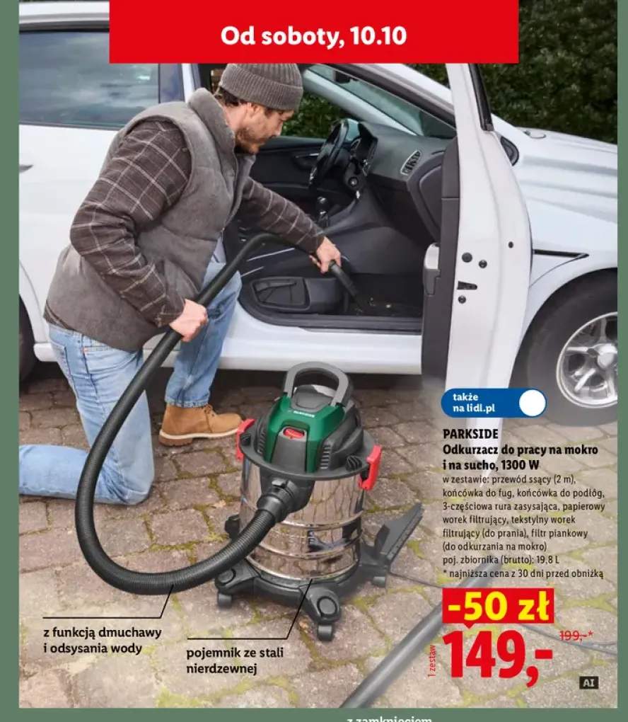 Odkurzacz do pracy na mokro i na sucho Parkside