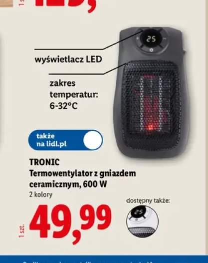 Termowentylator z gniazdem ceramicznym Tronic