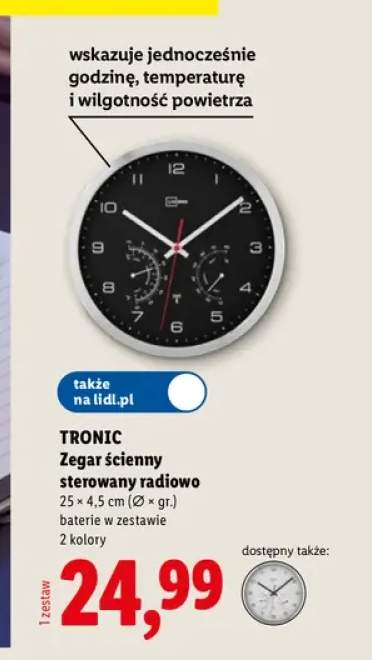 Zegar ścienny sterowany radiowo Tronic
